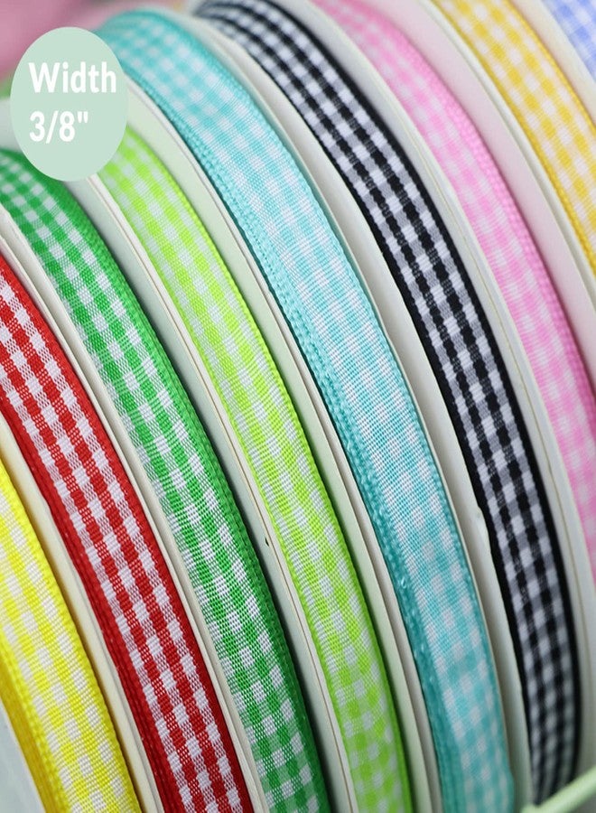 MSCFTFB 50 Yards Narrow Gingham Ribbon 3/8inch Plaid Ribbon Grid Woven Lace Trim for Jewelry Making Gift Wrapping Bows Floral Bouquet Home Decor (Coffee) - Image 3